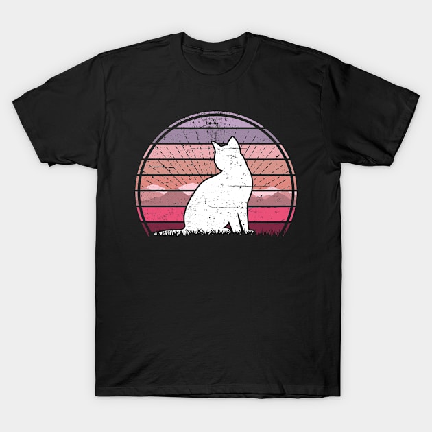 Cat Pink Sunset T-Shirt by Nerd_art